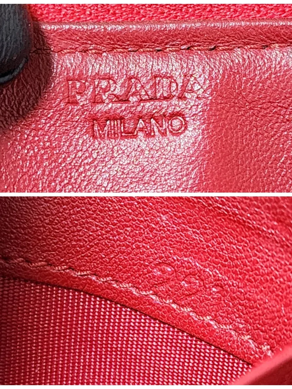 PRADA Patent Saffiano Triangle Large Zip Around Travel Wallet Red